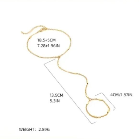 Chain Bracelet Finger Rings Gold Color Link Chains Connecting Hand Harness Small - Picture 5 of 5